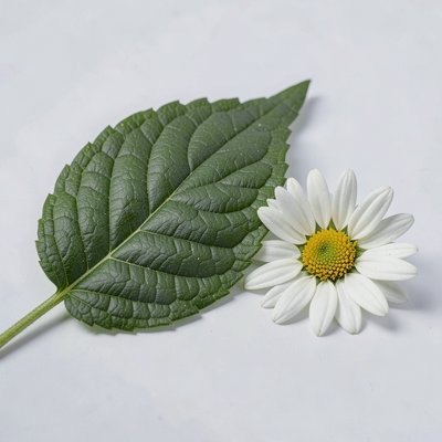 Fotografia natury – liść i prosty kwiat