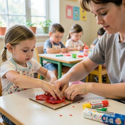 Dzieci podczas pracy - pomoc nauczyciela
