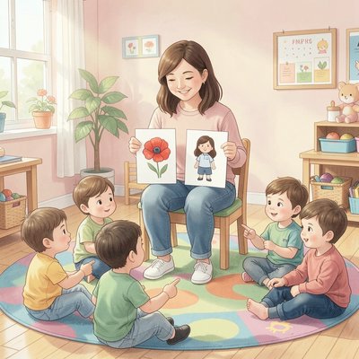 Krąg powitalny z kartami obrazkowymi