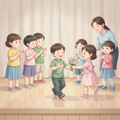 Scenka teatralna — dzieci na scenie