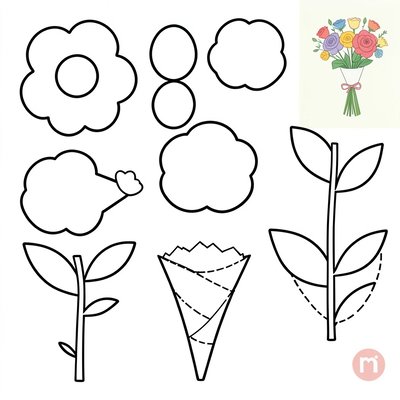 Szablon papierowego bukieciku / kwiaty
