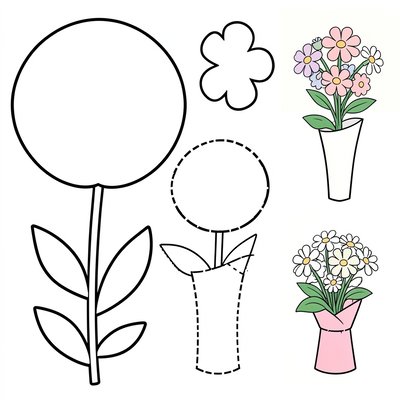 Szablon papierowego bukieciku / kwiaty