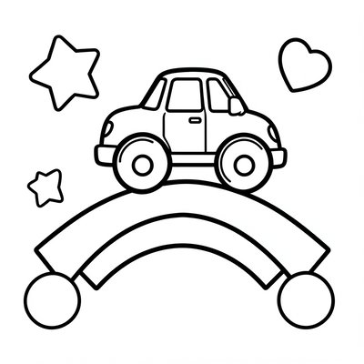 Strona do kolorowania: prosty most z autem