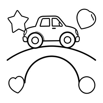 Strona do kolorowania: prosty most z autem