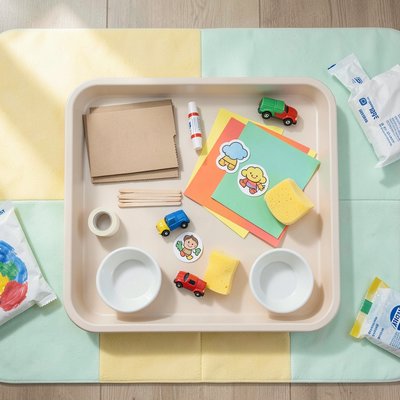 Szablon stanowiska: tacka z przygotowanymi materiałami