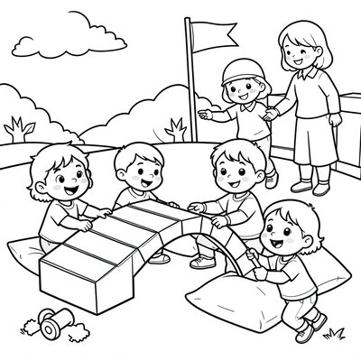 Kolorowanka: Budujemy most