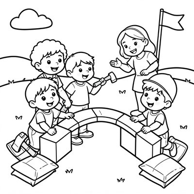 Kolorowanka: Budujemy most