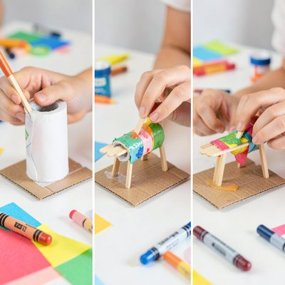 Most z rolki i patyczków — instrukcja wizualna (stacja B)