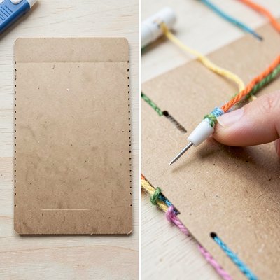 Kartonowy warsztat tkacki — szablon