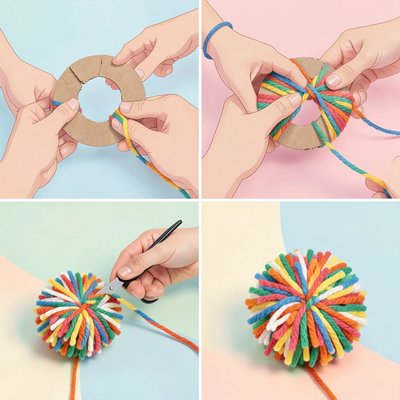 Instrukcja: robienie pompona — sekwencja kroków