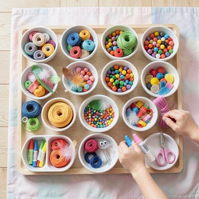 Stacja materiałów — porządek na tackach