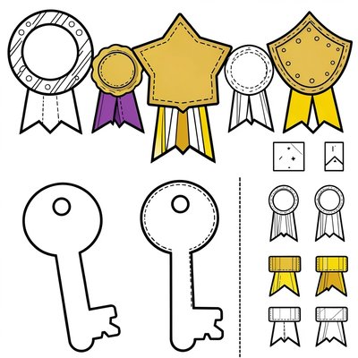 Szablon medali i papierowego klucza