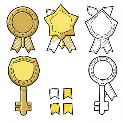 Szablon medali i papierowego klucza