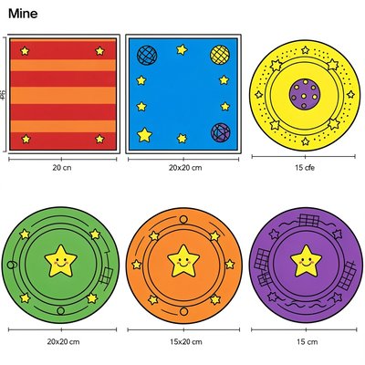 Szablony pól kolorowych (kwadraty i kółka)