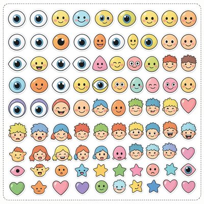 Arkusz naklejek — oczka i ozdoby