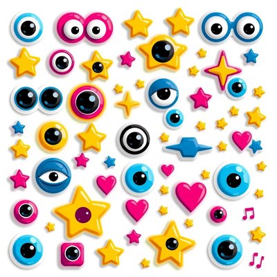 Arkusz naklejek - oczka i gwiazdki