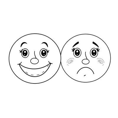 Karta do kolorowania - emocje (wesoła i smutna)