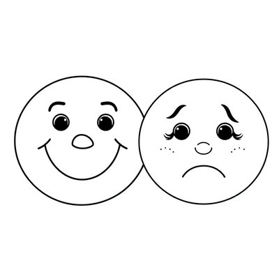 Karta do kolorowania - emocje (wesoła i smutna)