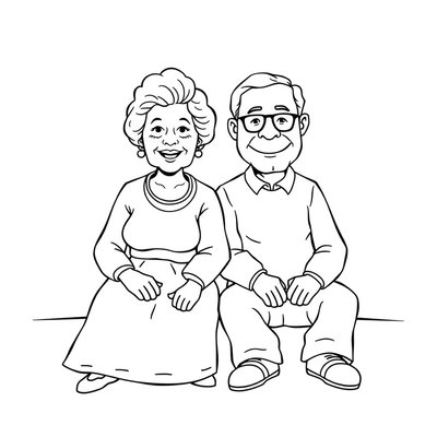 Kolorowanka: Babcia i dziadek