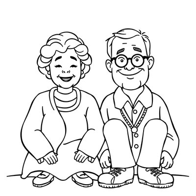 Kolorowanka: Babcia i dziadek