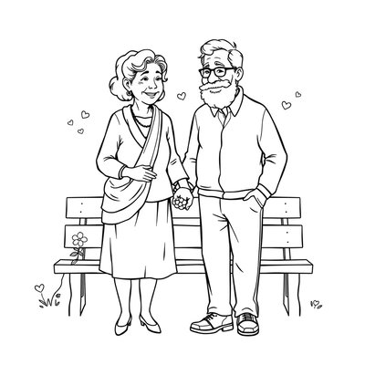 Kolorowanka: Babcia i Dziadek