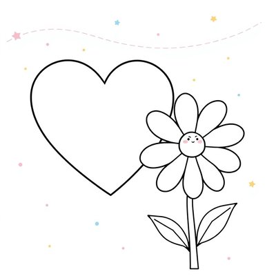 Kolorowanka: serce i kwiatek