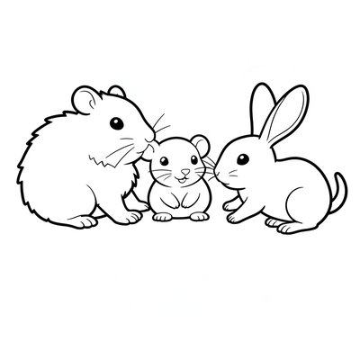 Kolorowanka — proste sylwetki małych zwierzątek