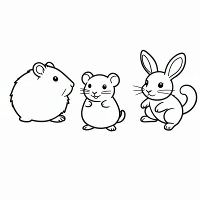 Kolorowanka — proste sylwetki małych zwierzątek