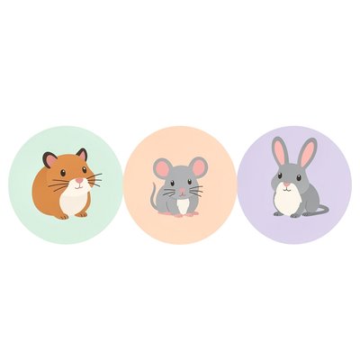 Karty dopasowywania — ikony zwierzątek na pastelowych kręgach