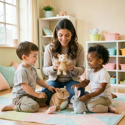 Okładka zajęć — powitanie z pluszakami