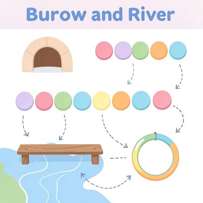 Mapa toru przeszkód — szablon "Norka i rzeka"