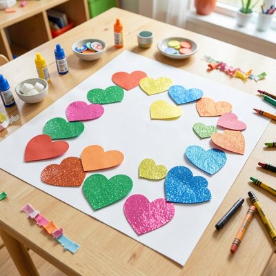 Plakat z łańcuchem serc