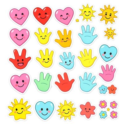 Arkusz naklejek — serca i rączki