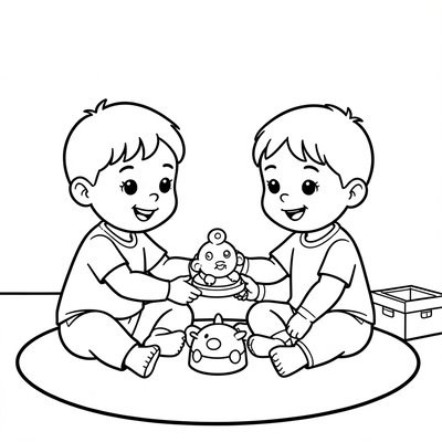 Kolorowanka: Dzieci pomagają sobie