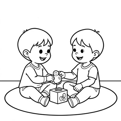 Kolorowanka: Dzieci pomagają sobie