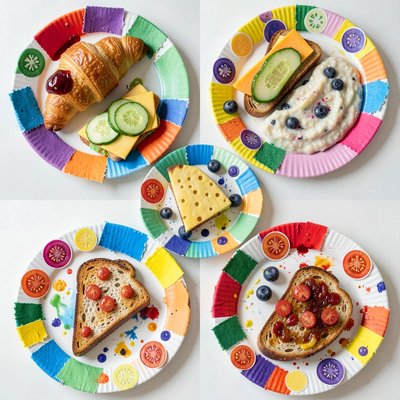 Przykładowe kolorowe talerze — wzory
