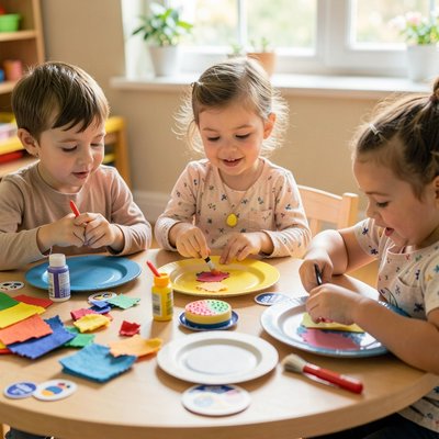 Zdjęcie z procesu tworzenia — dzieci przy stoliku