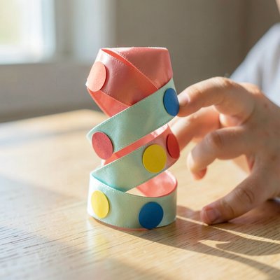 Zbliżenie fotografii — Helisa z wstążek z naklejkami