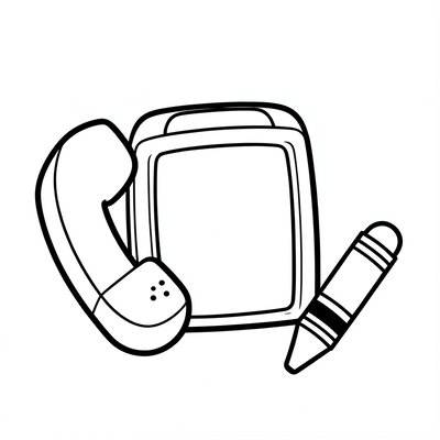 Kolorowanka: duży telefon i notes (prosty rysunek)