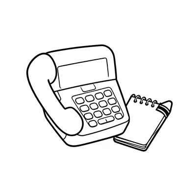 Kolorowanka: duży telefon i notes (prosty rysunek)