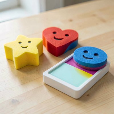 Zdjęcie rekwizytów: pieczątki gąbkowe i poduszka z tuszem