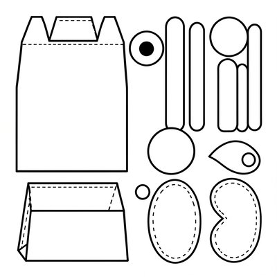 Szablon wycinanki - elementy pacynki