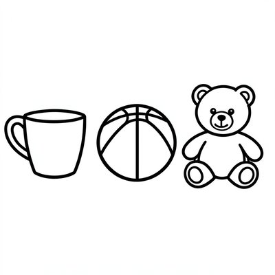 Karty przedmiotów — kontury do kolorowania