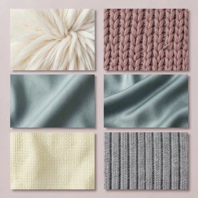 Karty dotykowe — zbliżenia tkanin (szablon drukowalny)