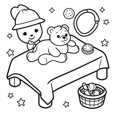 Kolorowanka: Gabinet weterynarza — prosty kontur