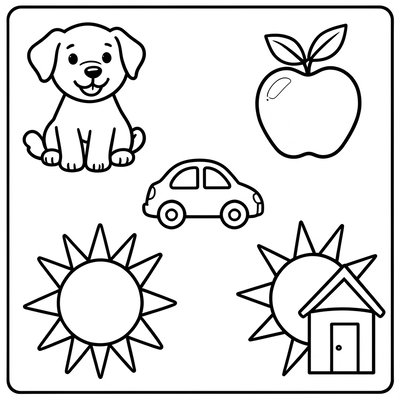 Kolorowanka: Proste kontury do rysowania i podpisywania