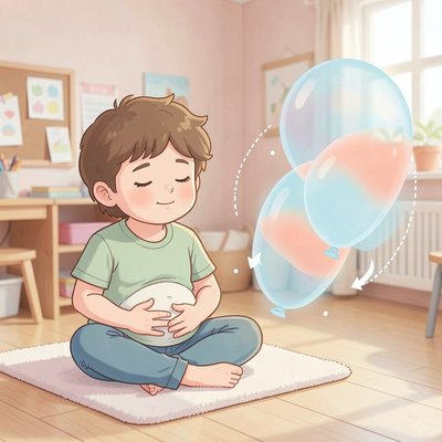 Plakat ćwiczenia oddechowego 'Balon'