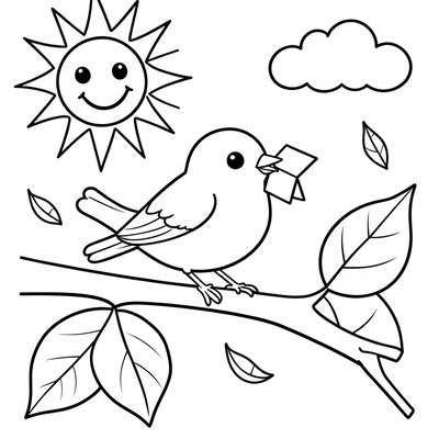 Ptak zbierający historie — kolorowanka relaksacyjna