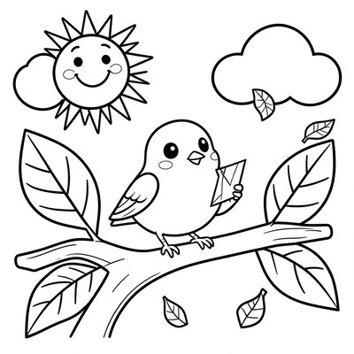 Ptak zbierający historie — kolorowanka relaksacyjna