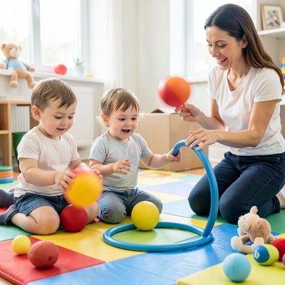 Stacja 2 — Turlanie i celowanie: piłki i obręcz